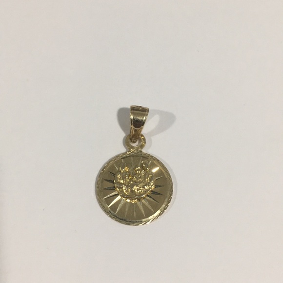 14k Yellow Gold Religious Medal Charm - Picture 1 of 4